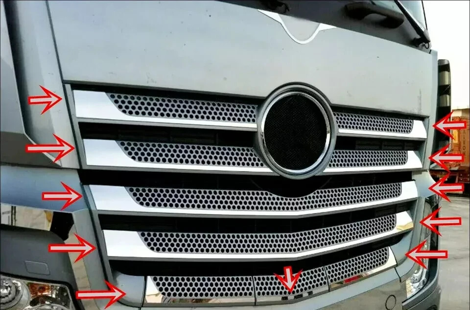 MERCEDES ACTROS MP4/MP5 WIDE KABIN FRONT GRILL SUPER POLISHED STAINLESS STEEL 11