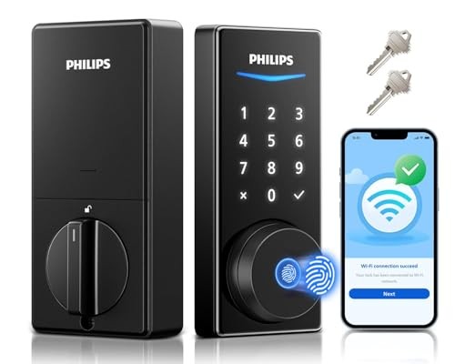 Philips Built-in WiFi Smart Door Lock Fingerprint Keyless Entry Deadbolt Alexa