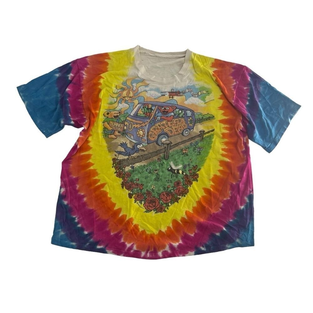 Vintage 90s Grateful Dead Shirt Mens XL Multicolor Tie Dye 1994 Summer Tour Bus