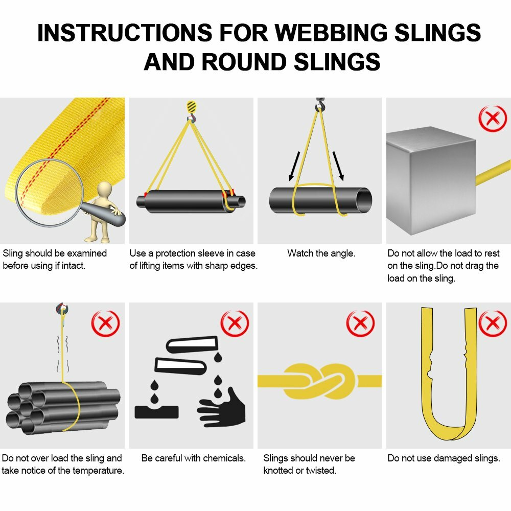 Soft 2PC Nylon Eye&Eye Web Lifting Sling Flat Loops 6' x 2" Rope Strap For Car