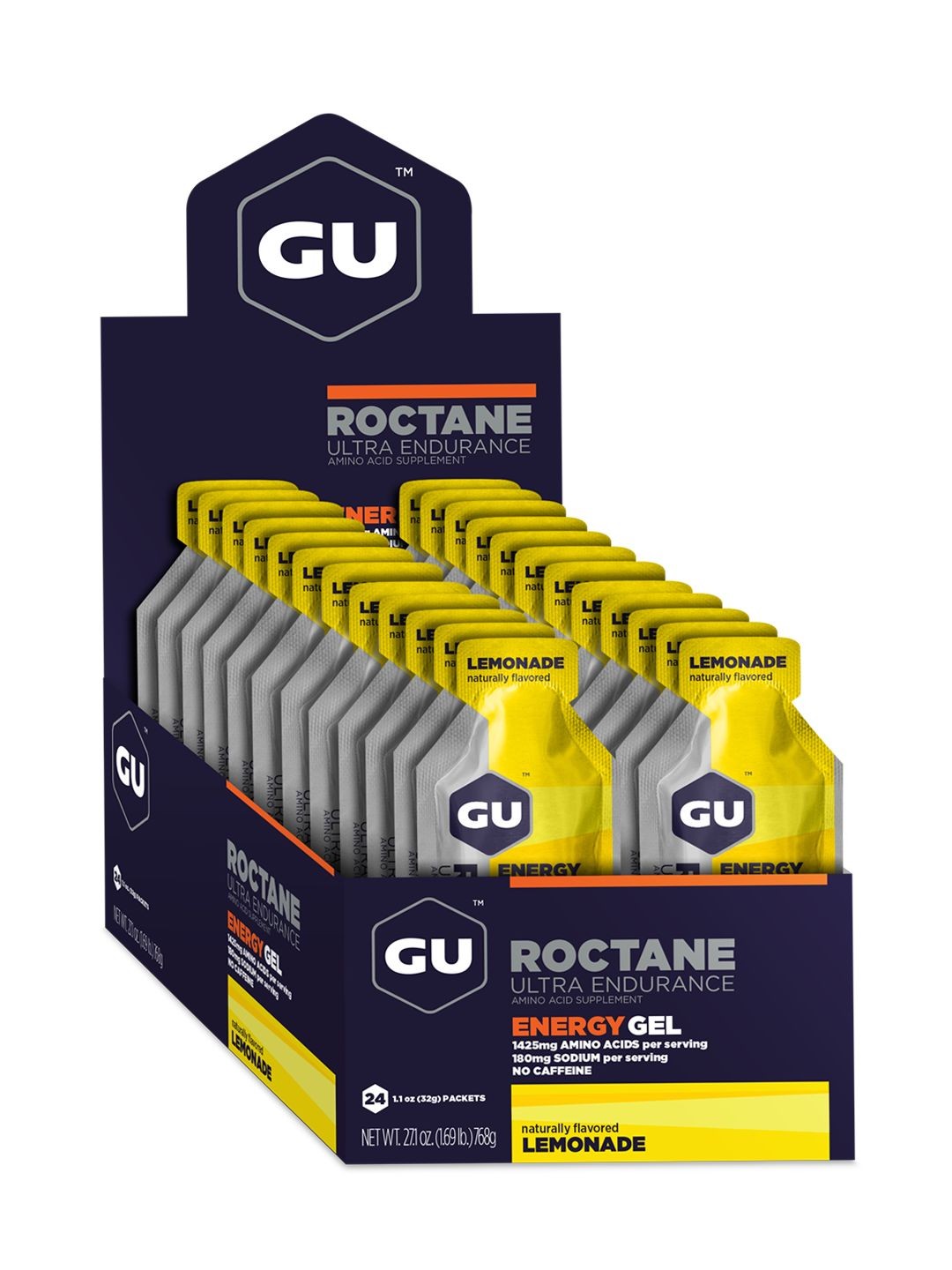 GU Roctane Energy Gel Box of 24 lemonade Yellow