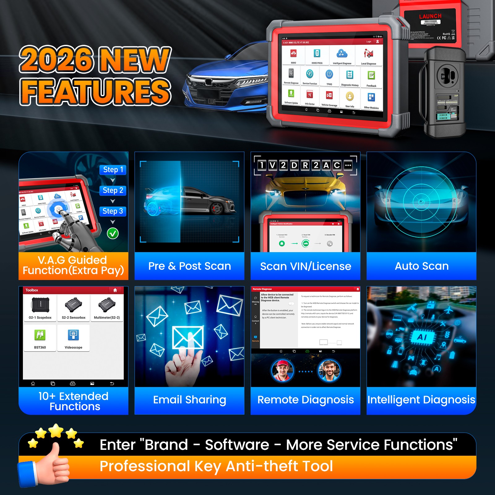 LAUNCH X431 IMMO ELITE PLUS Car Diagnostic Scanner Tool Key Programming Clone