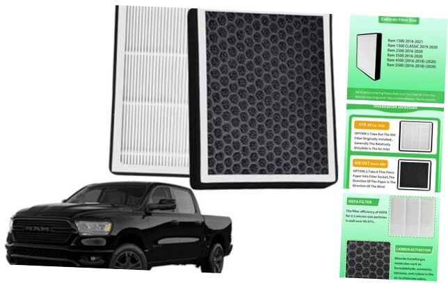 RAM Cabin Air Filter, CF11671 Cabin Air Filter with Ram(2016-2023) white