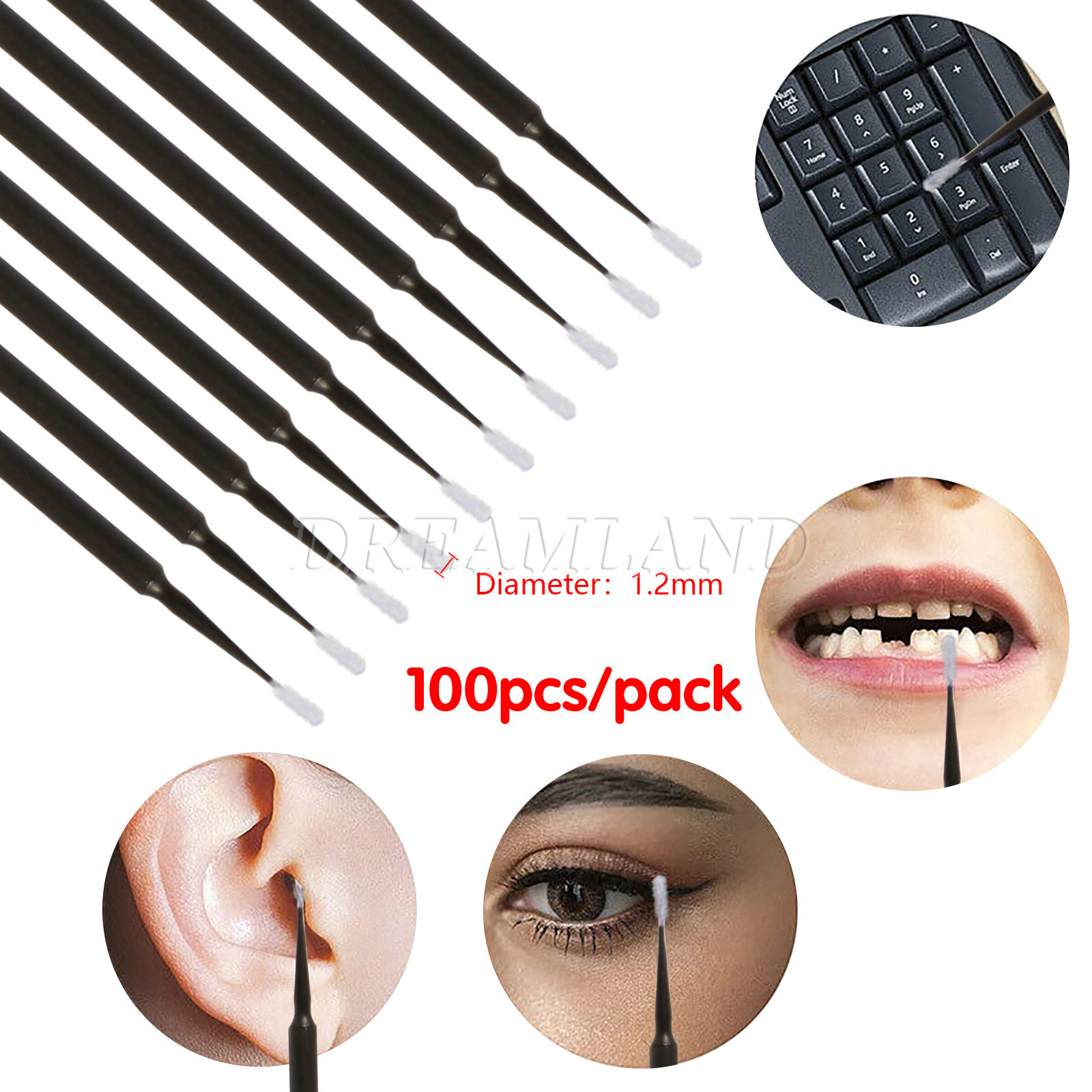 100pc Dental Micro Brush Disposable Eyelash Medium Tooth Applicators