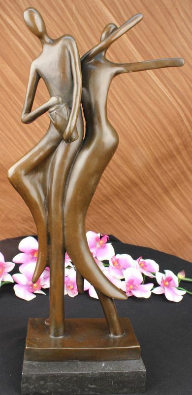 Modern Dancer Statue Pure Cast Bronze in Abstract Pose, 19 Inches Tall Statue