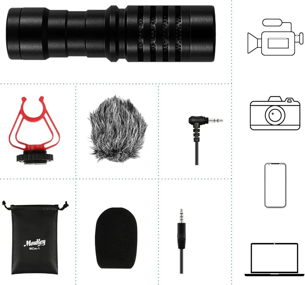 Moukey MCM-1 Video Microphone, Camera Microphone with Shock Mount Professional V
