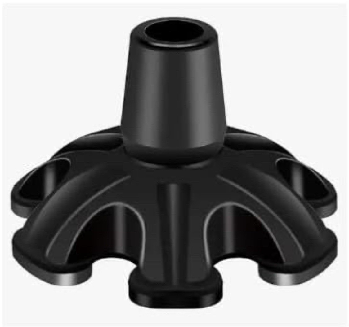 Replacement Wide 6 Point Foot 3/4in Cane Pole Make Your Cane Self Standing Black