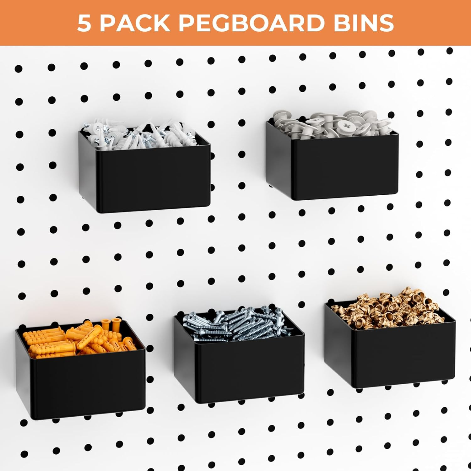 120PCS Pegboard Accessories Organizer Kit, Peg Board Hooks Assortment with Bins