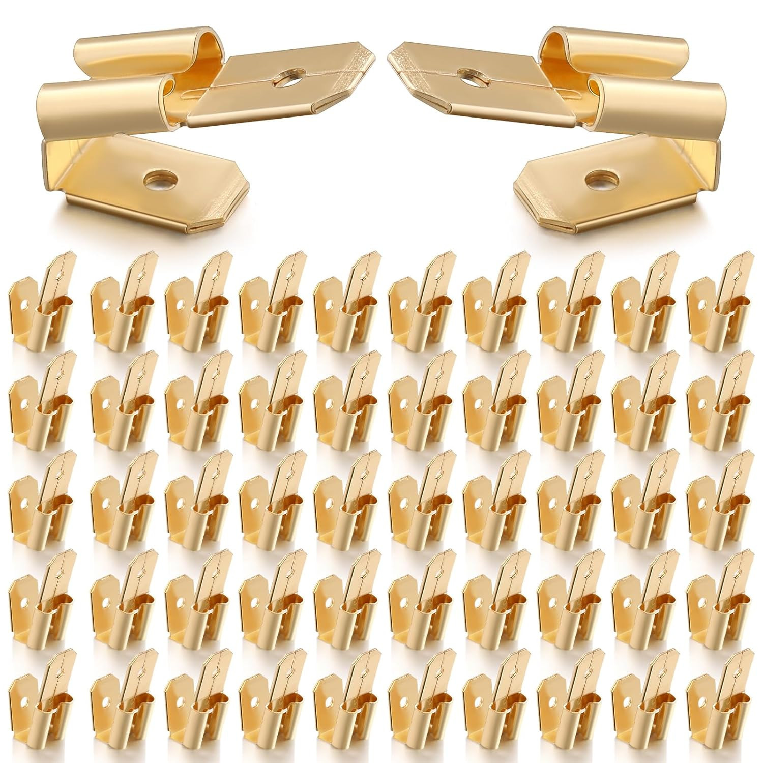 50 Pcs Piggyback Spade Connectors, 3 Way Adapter Dual Male to Single Female Bras