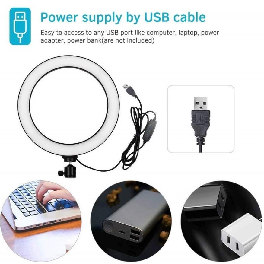 26cm LED Ring Fill Light Studio Photo Video USB Dimmable Lamp Selfie Portable