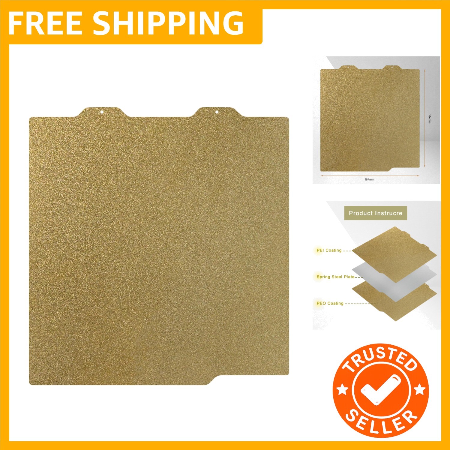 3D Printer Build Surface Flexible PEI Hotbed Plate Double Sided Printer Bed 1...