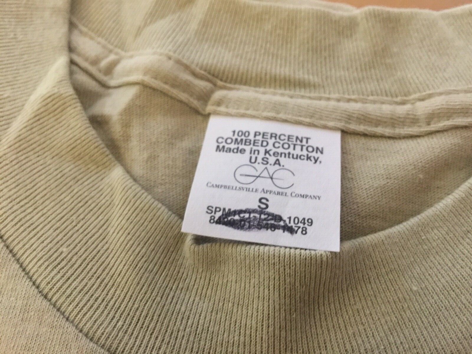 tshirt,us army, tan, khaki 100%, cottonus made,small