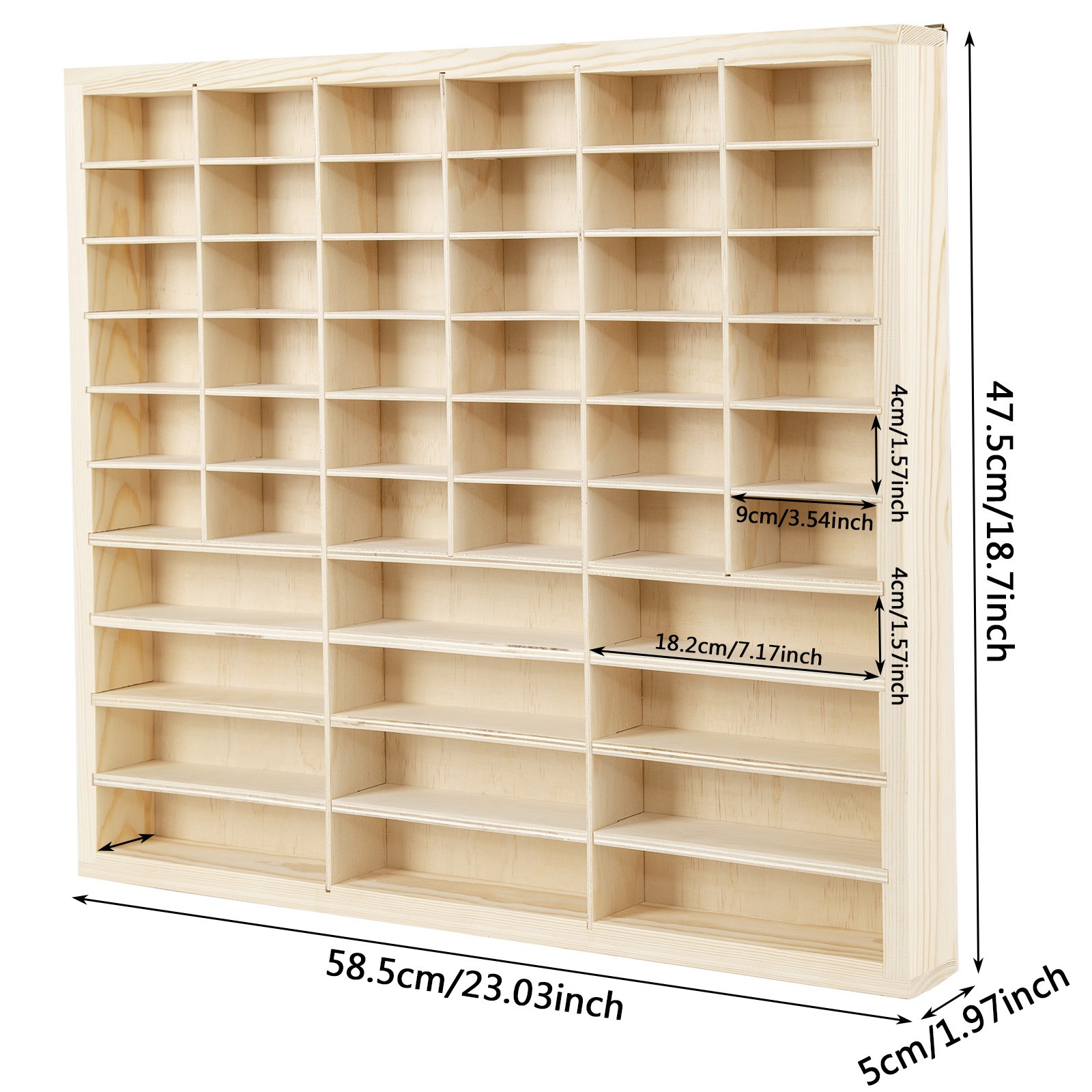 48-Grid Solid Wood Storage Box for 1:64 Car Model Toy Display Collection Holder
