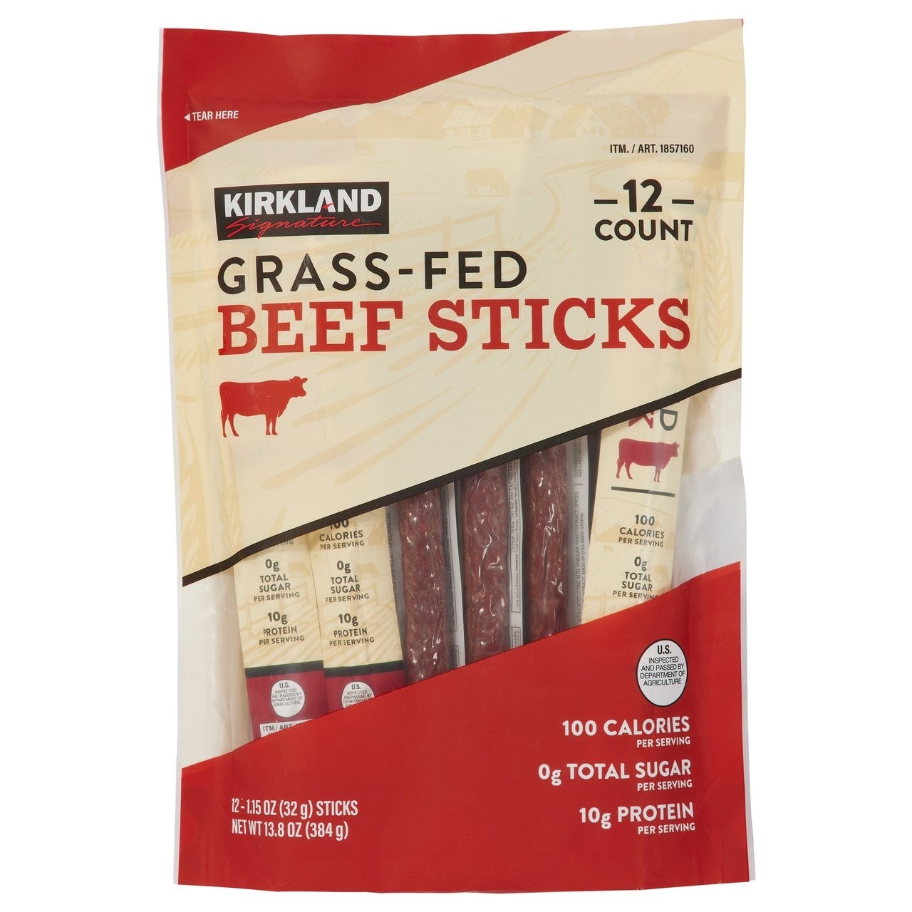 Kirkland Signature Grass-Fed Beef Sticks 1.15 oz 12 Ct.