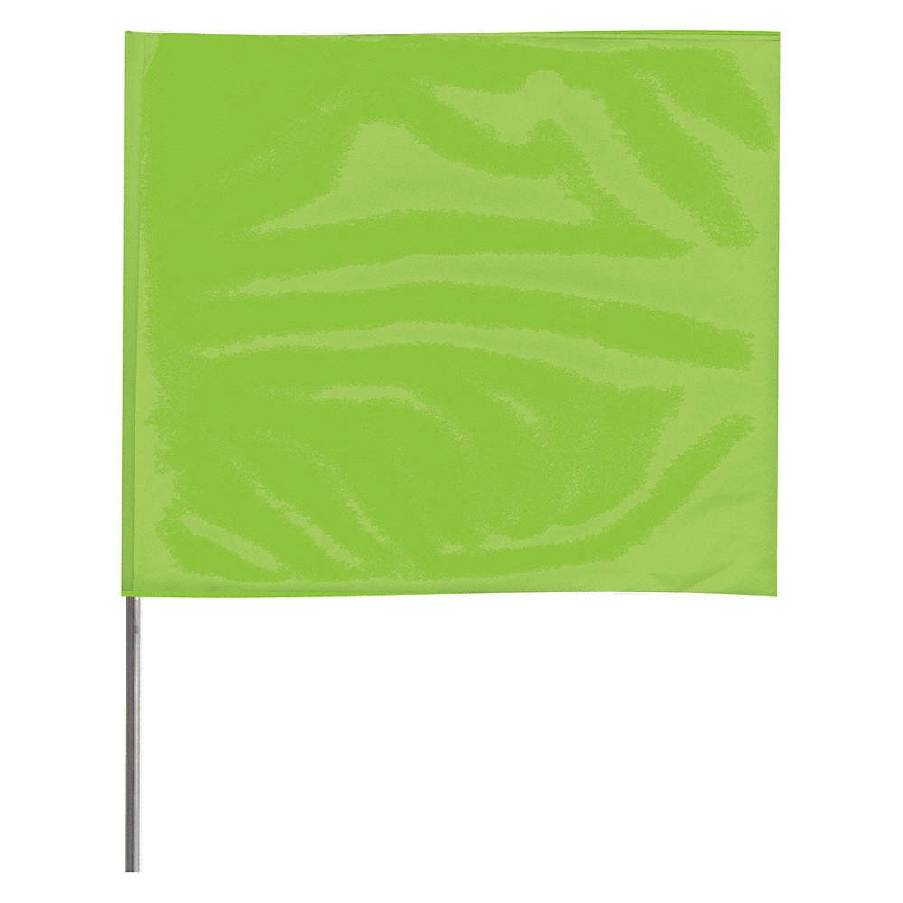 GRAINGER APPROVED 4518LG-200 Marking Flag,18", Glo Lime,PVC,PK100 3JUU1