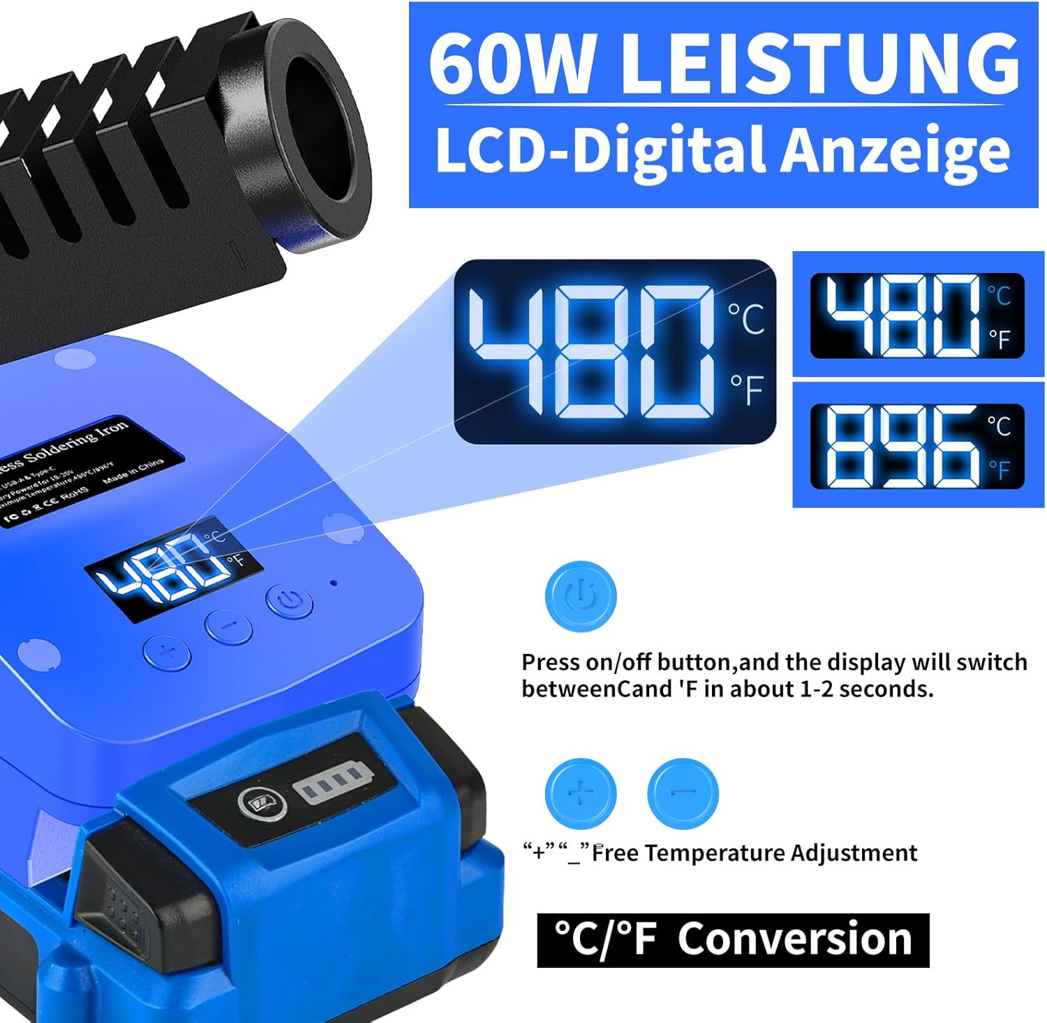 Cordless Soldering Iron for Kobalt 24V Battery,60W Portable Electric Soldering