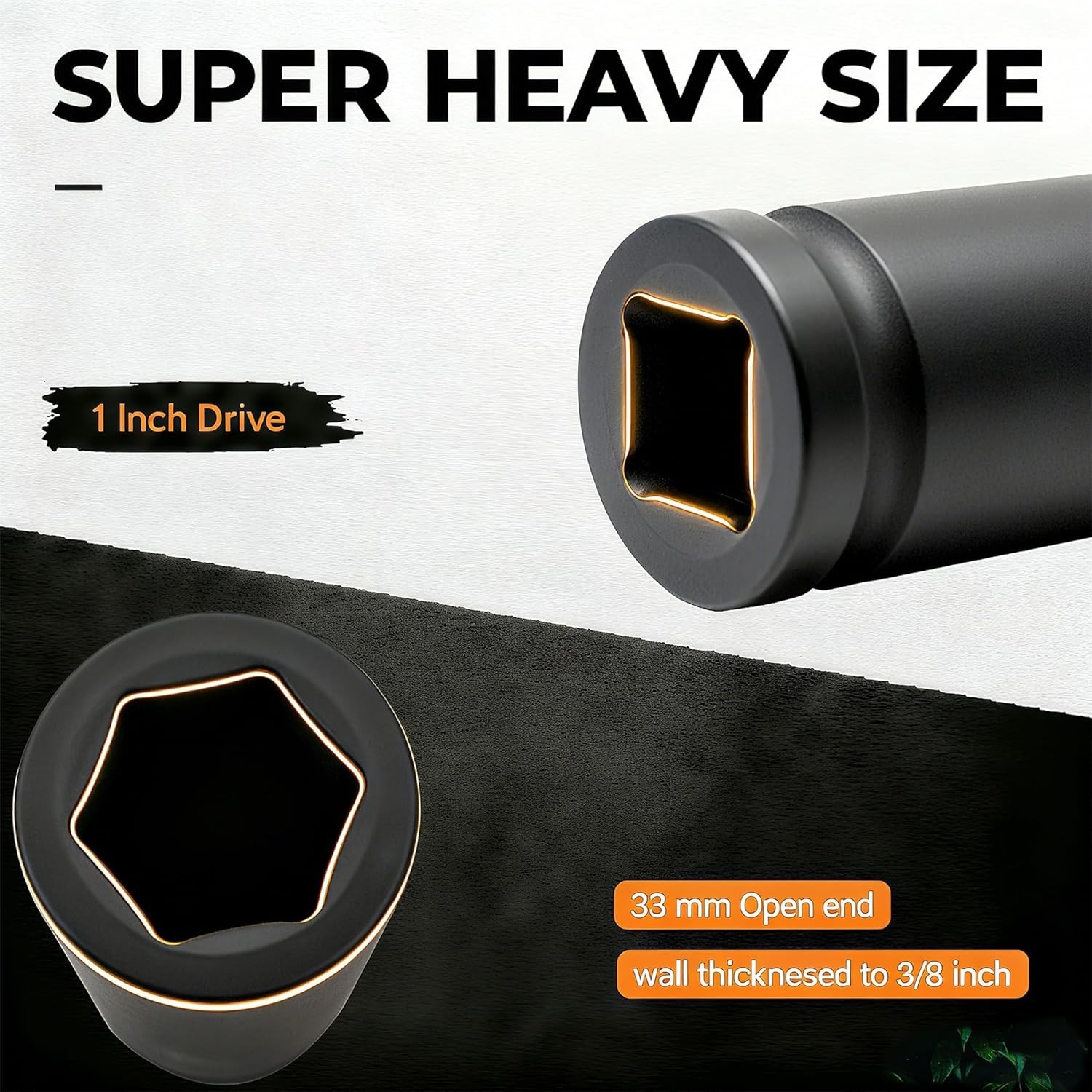 1 Inch Driver 33mm Extra Deep Impact Socket, 6.3 inch Length Deep Axle Nut So...