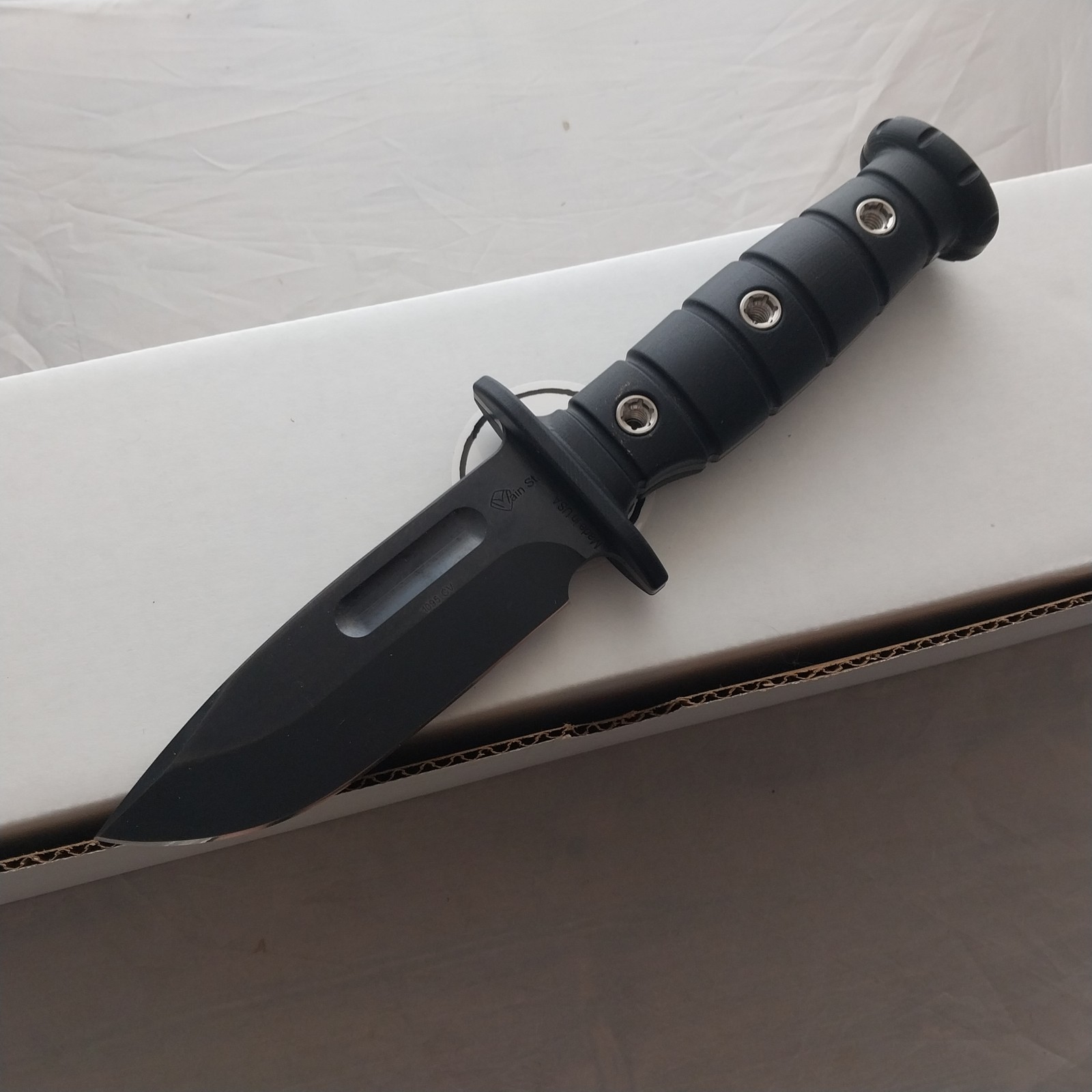 Main Street Luke Airman Black G10 1095CV Steel Fixed Blade Knife S024