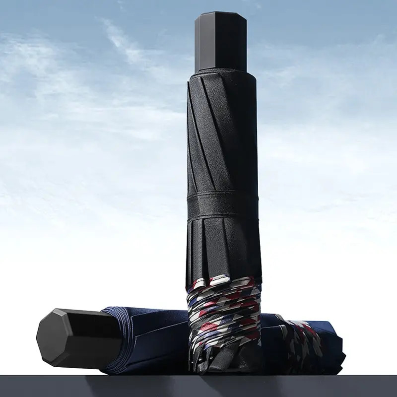 Folding Umbrella Ten Bones Bumper Wind-resistant Rainproof Cloth Sunny Rainy Dua