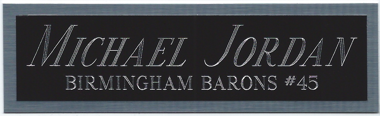 MICHAEL JORDAN BIRMINGHAM BARONS NAMEPLATE FOR SIGNED BASEBALL-JERSEY-PHOTO-BAT