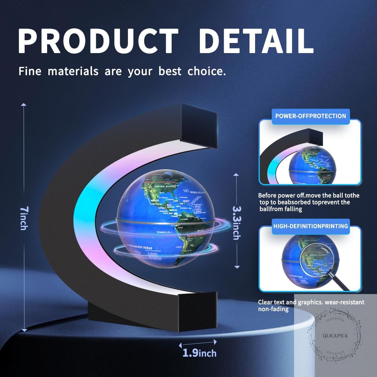 Magnetic Levitating Floating Globe with LED Lights, Cool Gadgets C Frame Globe