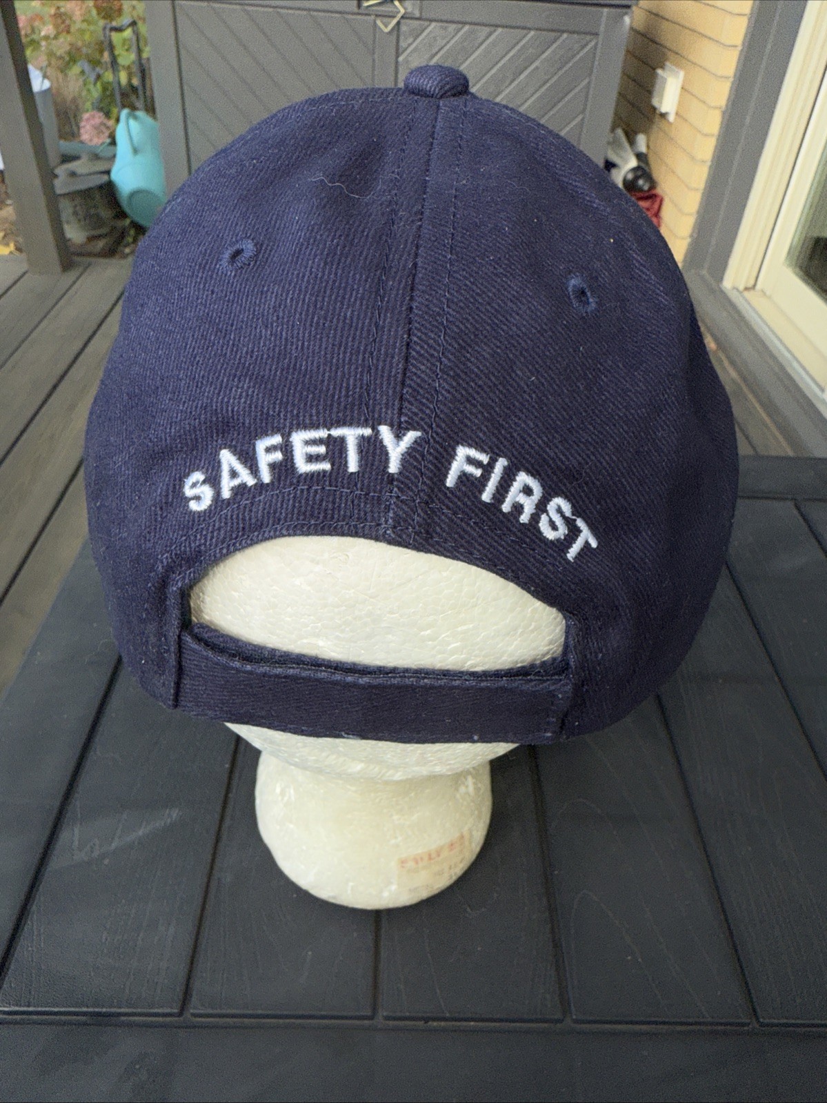 D.A. DODD Safety First in Red w Aqua Logo on Cotton Hat Cap Hook Loop
