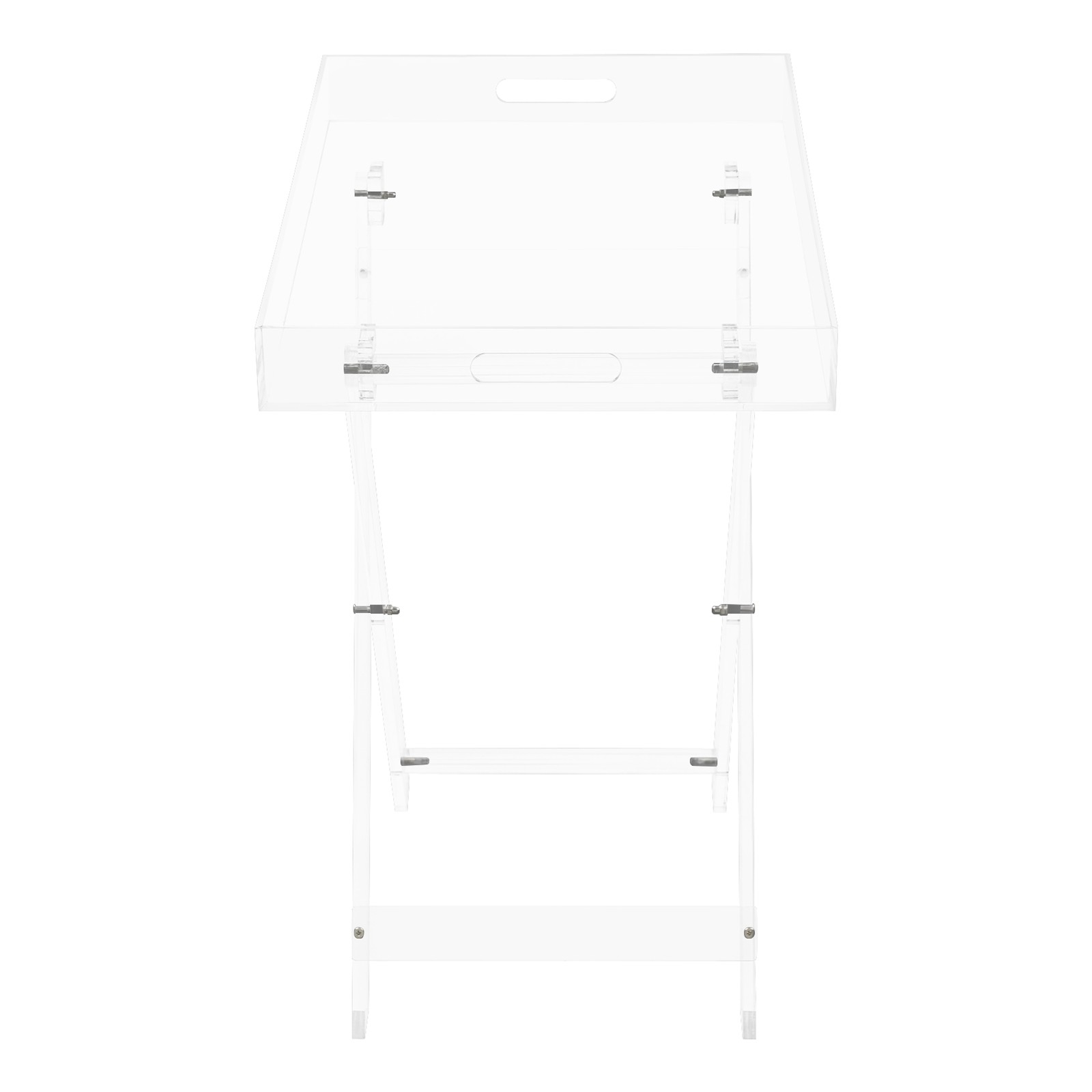 Acrylic Folding Clear Modern Tray Table,Side End Table with Hollowed-out Handles