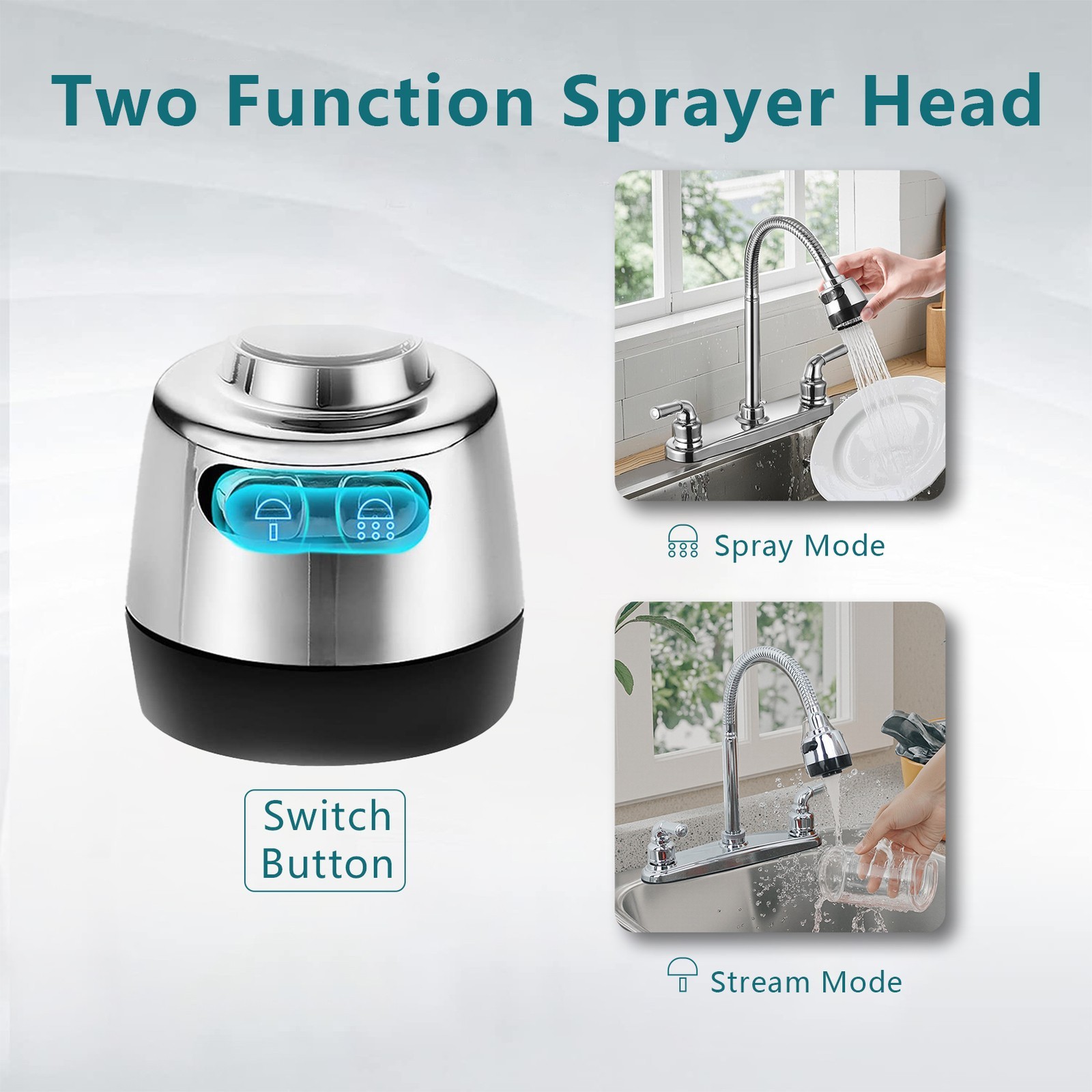 360° Chrome Kitchen Faucet Sink Mixer Pull Down Sprayer Single Handle Plastic