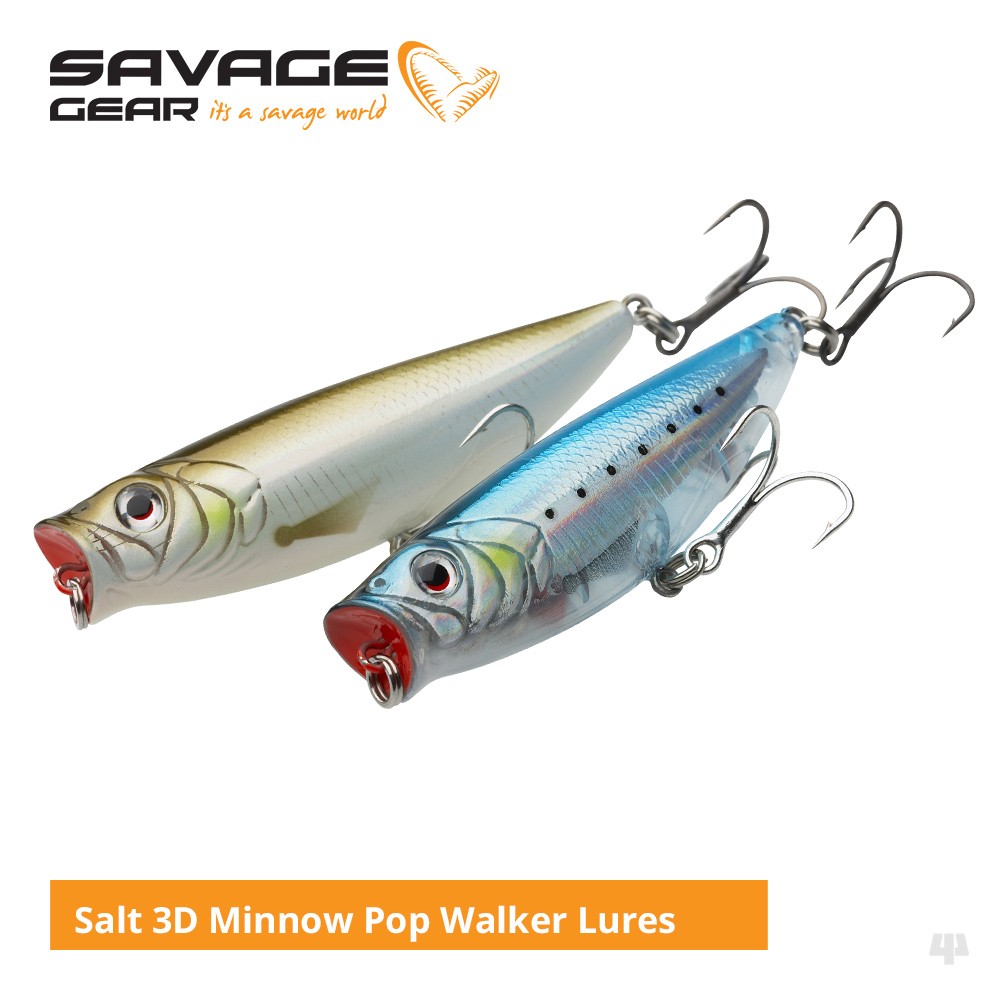 Savage Gear Salt 3D Minnow Pop Walker Lures - Bass Wrasse Pike Perch Fishing