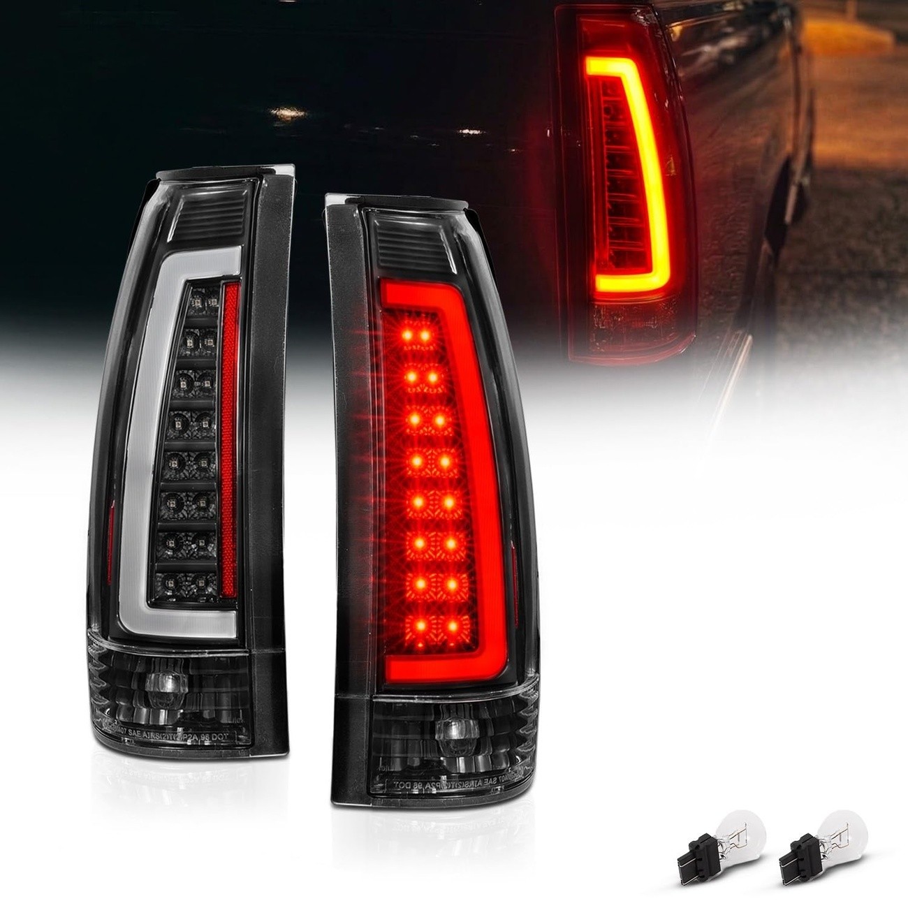 Chevy Silverado 88-99 LED Tube Tail Lights Matte Black