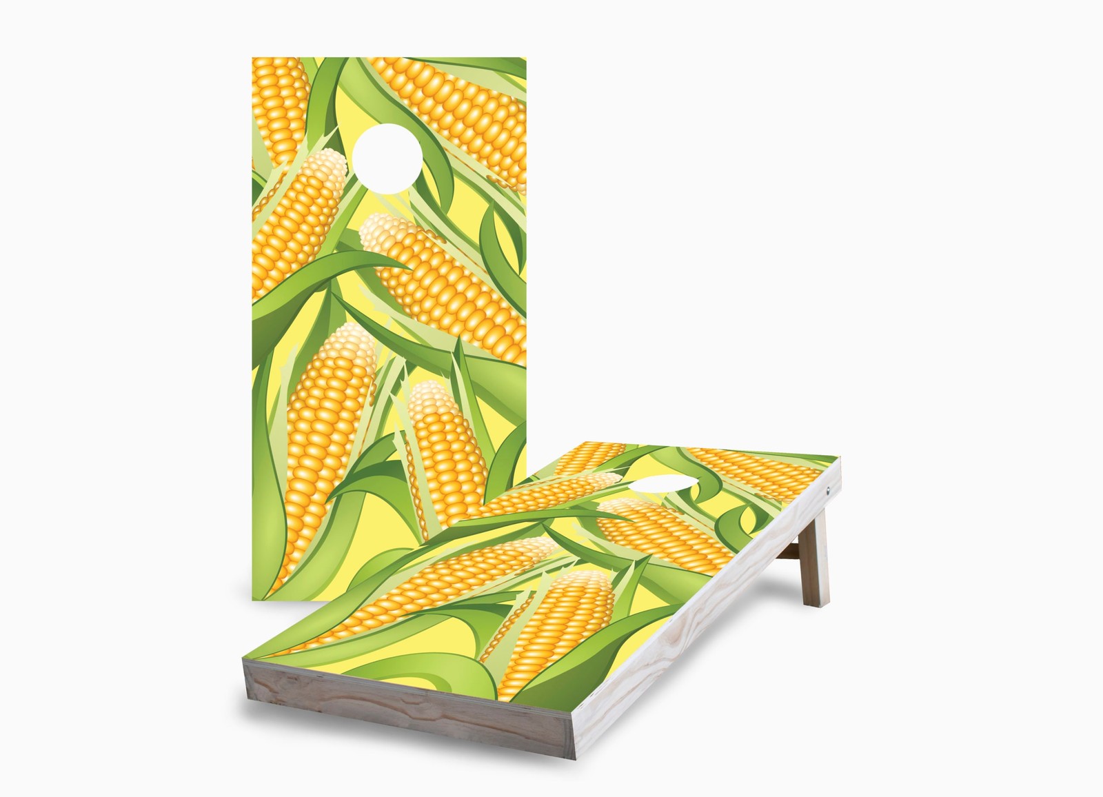 Cornhole Set Corn On The Cob 2x4 Boards Foldable Legs Duck Cloth Bags