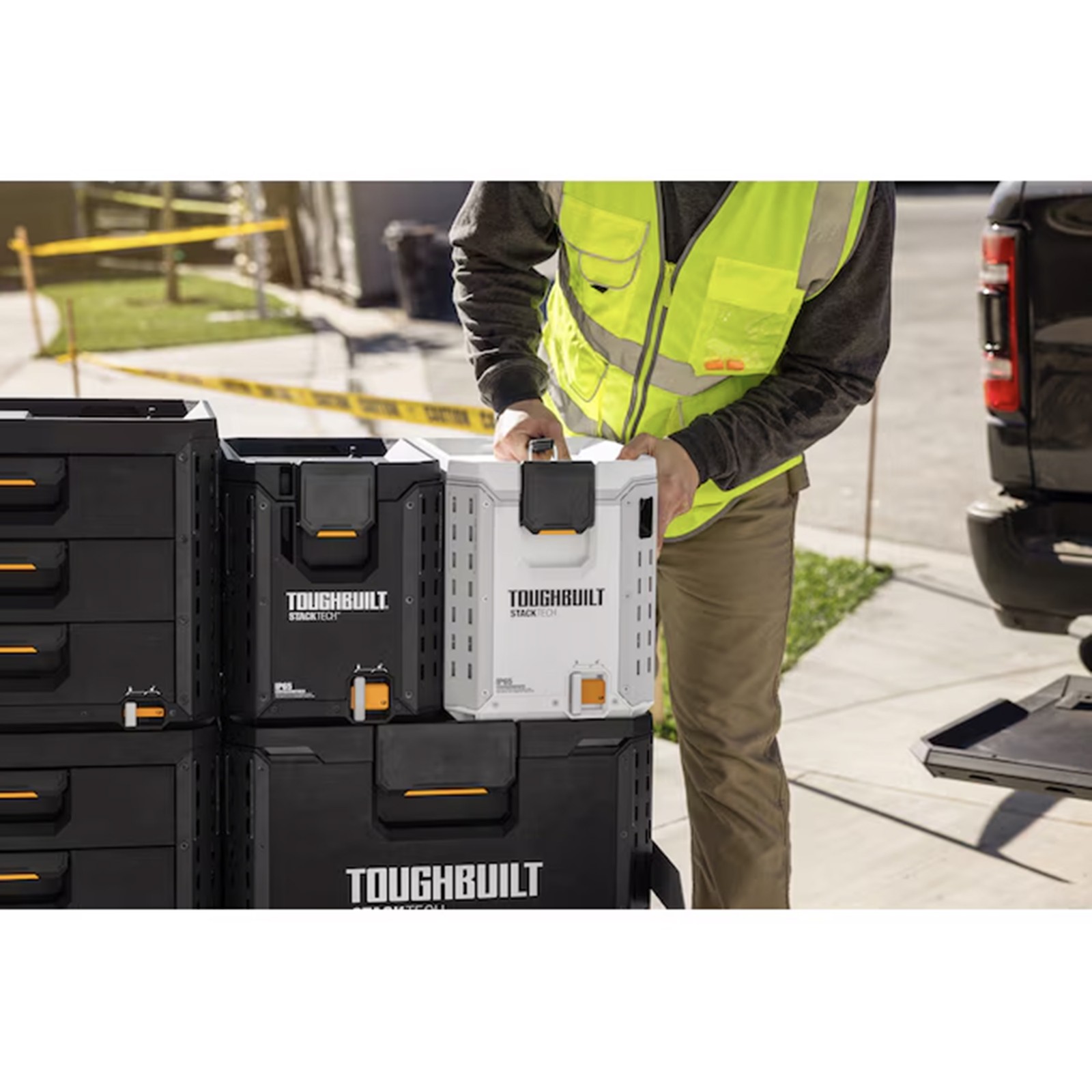 ToughBuilt StackTech Compact Cooler, Stackable 16 Qt Hard Shell Ice Chest, White
