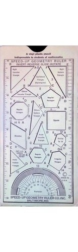 Speed-Up Geometry Ruler Baltimore 1950s Drafting Protractor Stencil Set