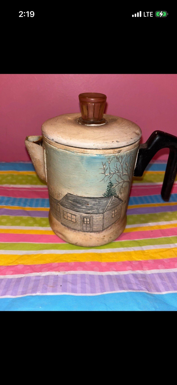 Vintage Hand Painted Coffee Percolator