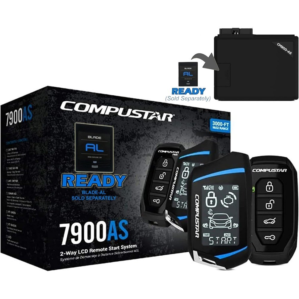 2-Way Remote Start and Alarm Bundle with 3000 Feet Range for Vehicle Security
