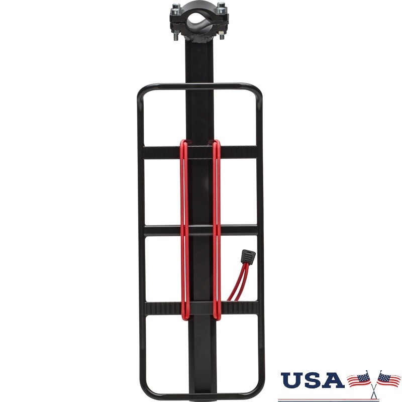 Lighted Rear Bike Rack 45lbs Capacity Adjustable Cargo Platform W/ Bungee Cord