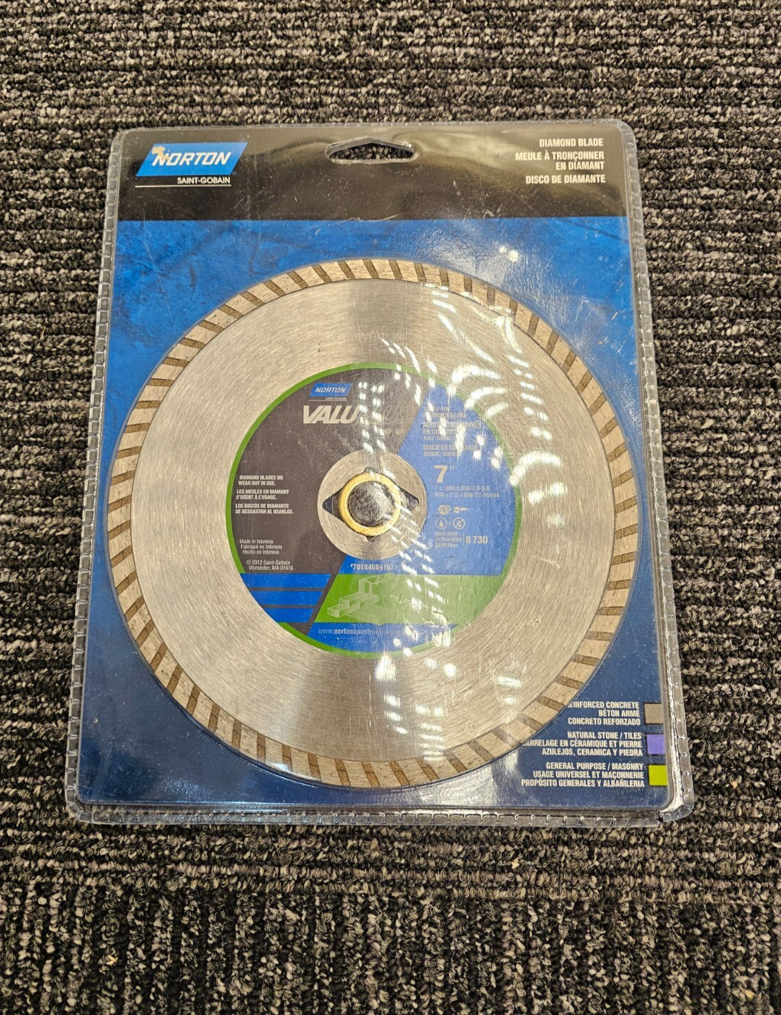 (QTY 3) Norton Clipper 7 in. D X 5/8 7/8 in. Diamond Saw Blade 70184684107