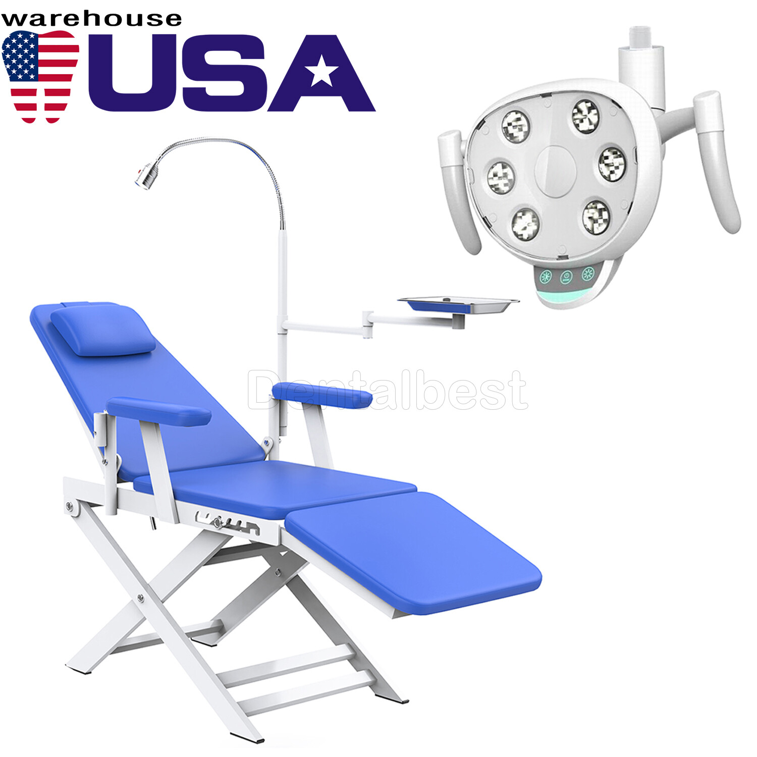 Silla Portable Dental Mobile Folding Chair Medical & Rechargeable LED Light