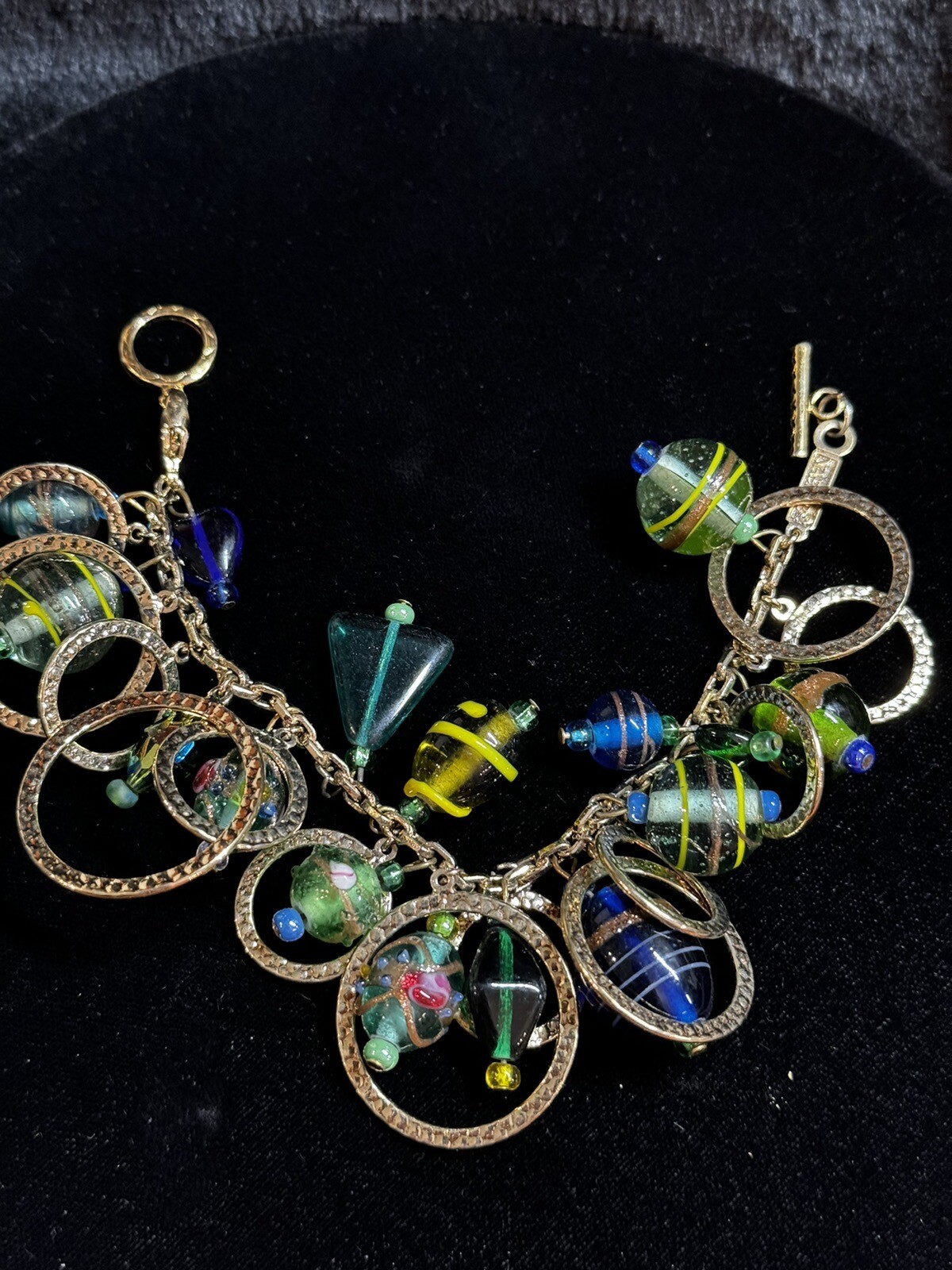 Napier Geometric Beaded Bracelet  Green/Blue.  1040eb