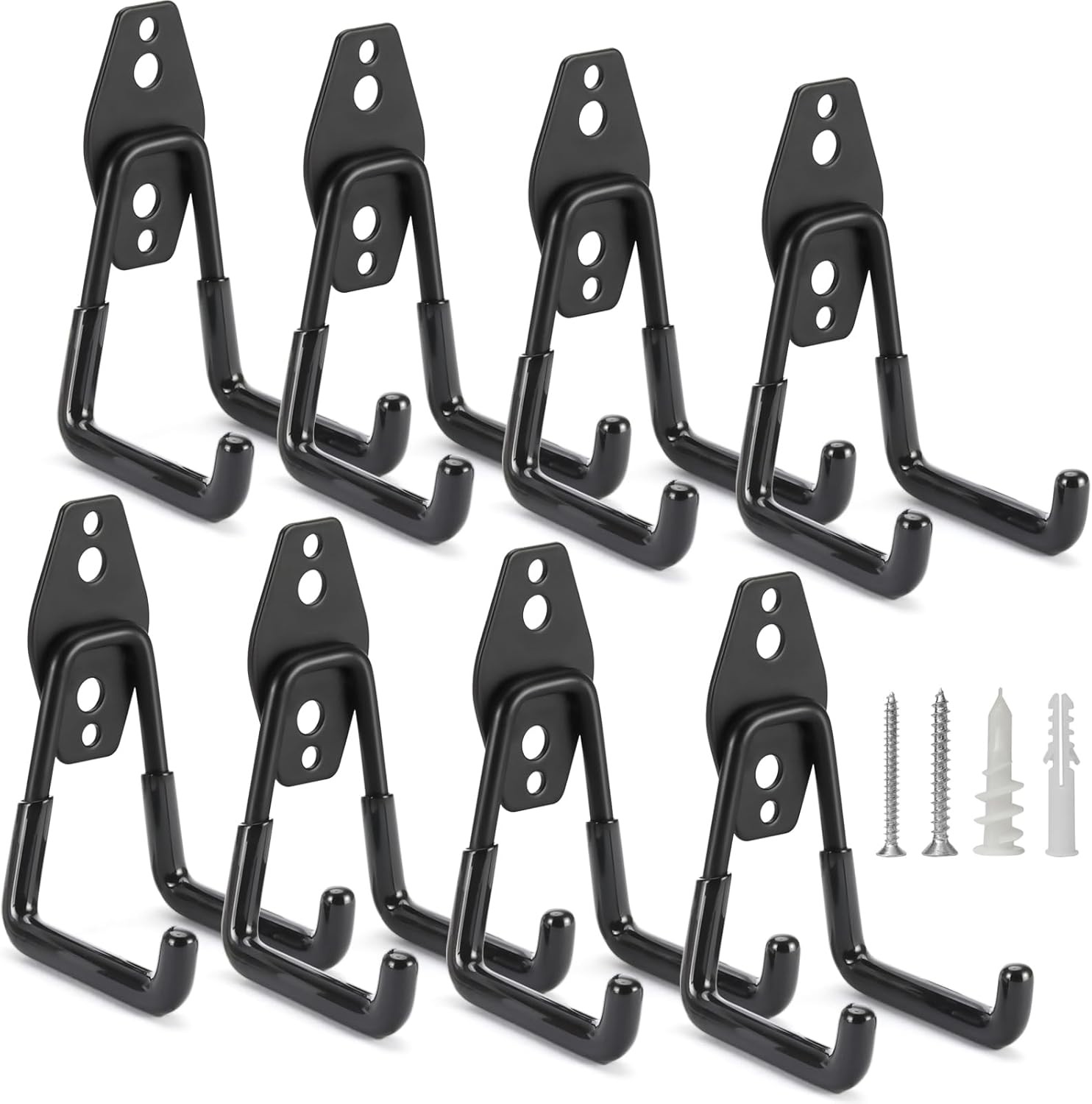 8 Pack Heavy Duty Garage Hooks Storage Organizer Small U Hook, Black 8 pack