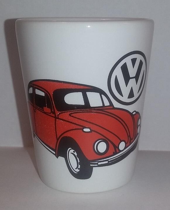 Volkswagen Red Bug 1½ White Shot Glass
