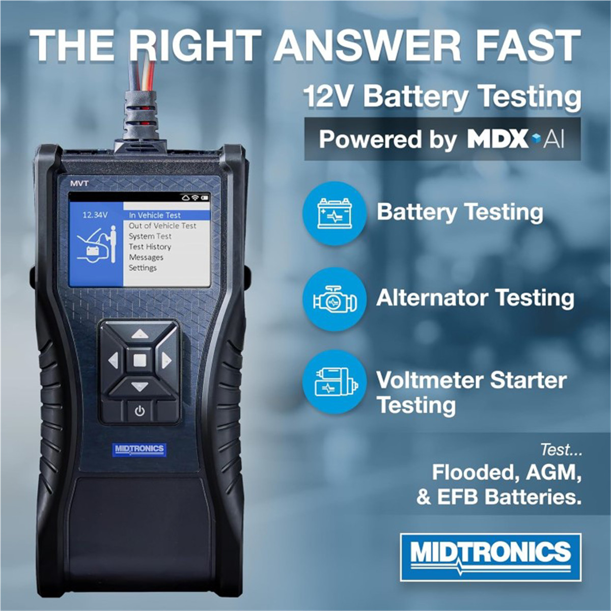 Midtronics Battery and Electrical System Analyzer- MDX-AI- Integrated Printer- 3