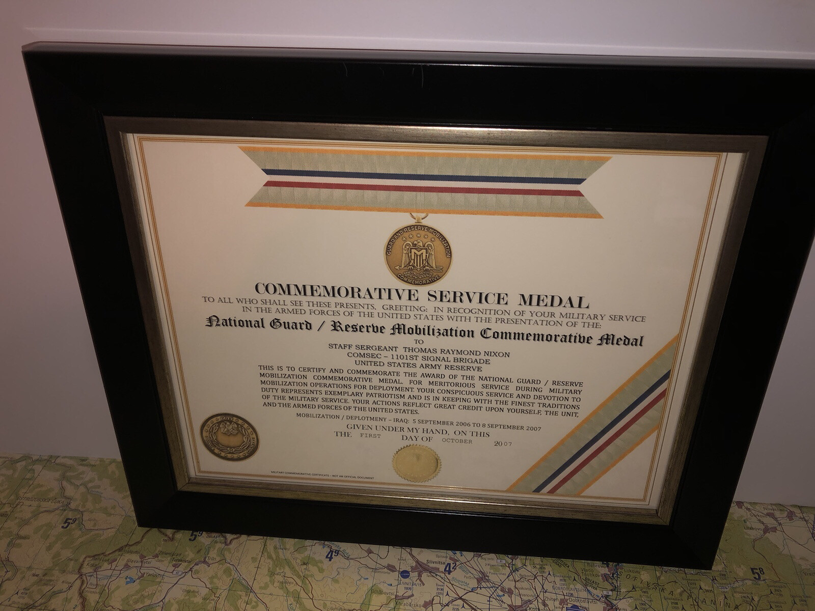 NATIONAL GUARD / RESERVE MOBILIZATION COMMEMORATIVE MEDAL CERTIFICATE ~ Type 1