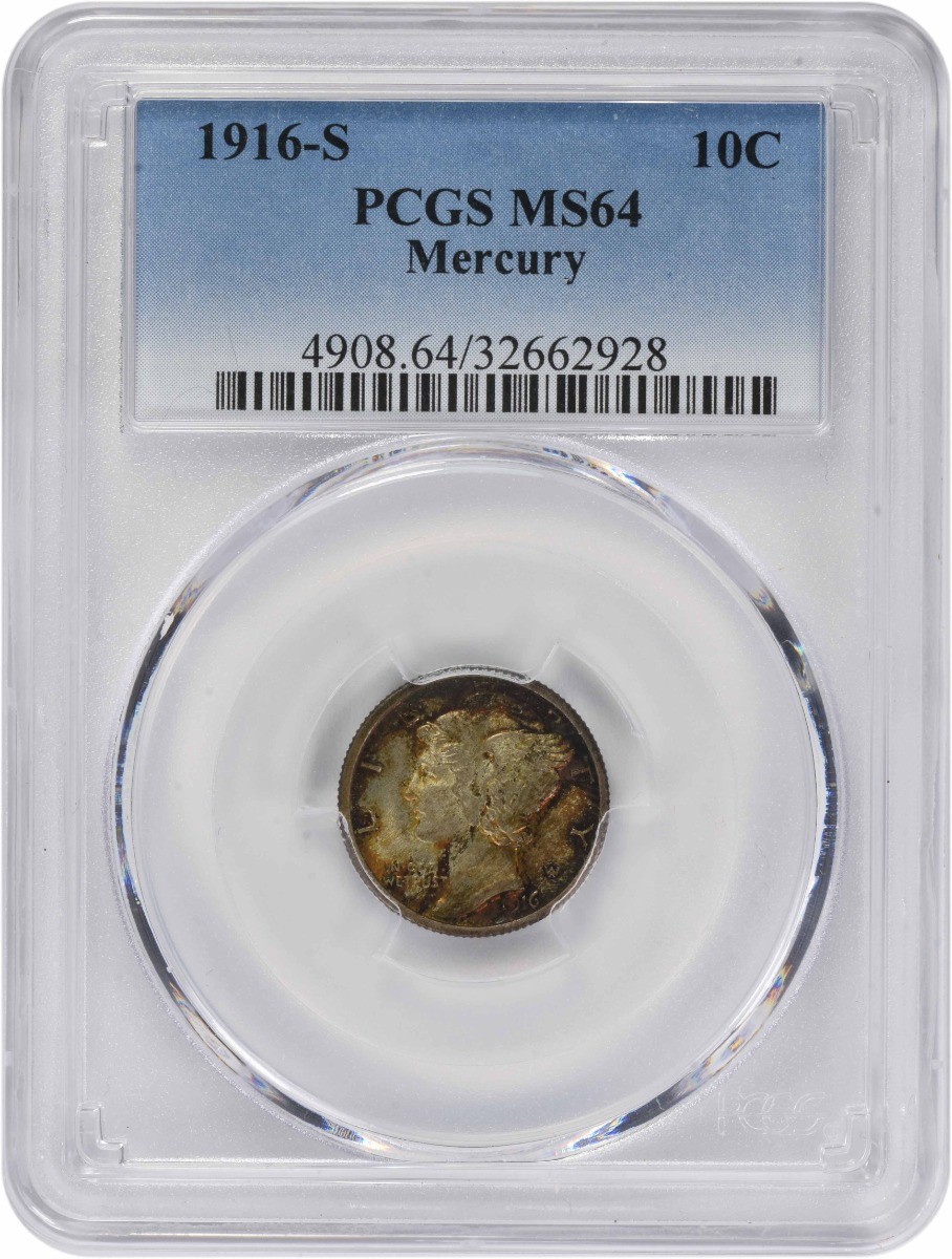 1916-S Mercury Silver Dime MS64 PCGS