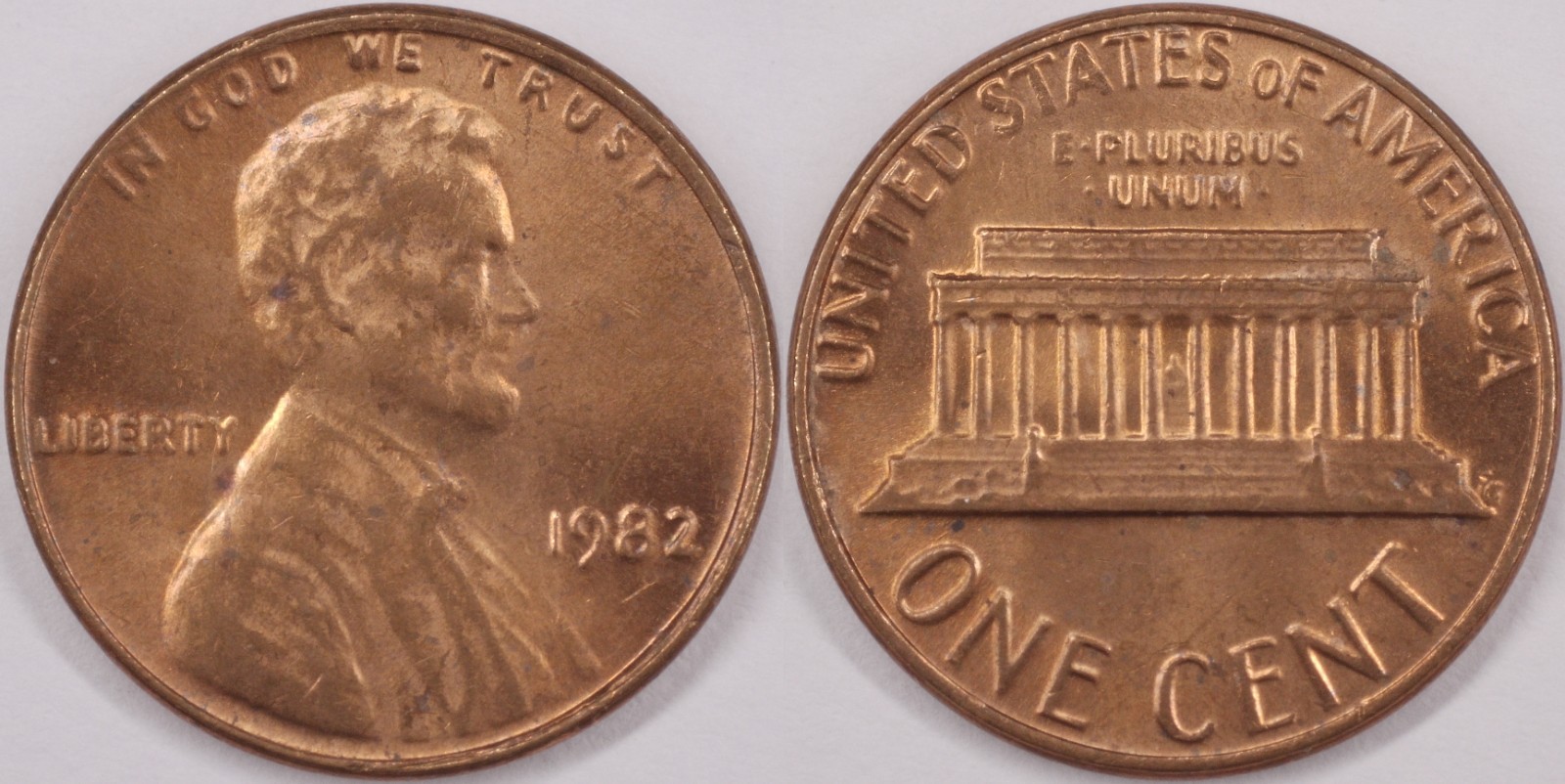 United States 1982 1 Cent [Bronze Large Date] Lincoln Memorial KM#201 Bronze