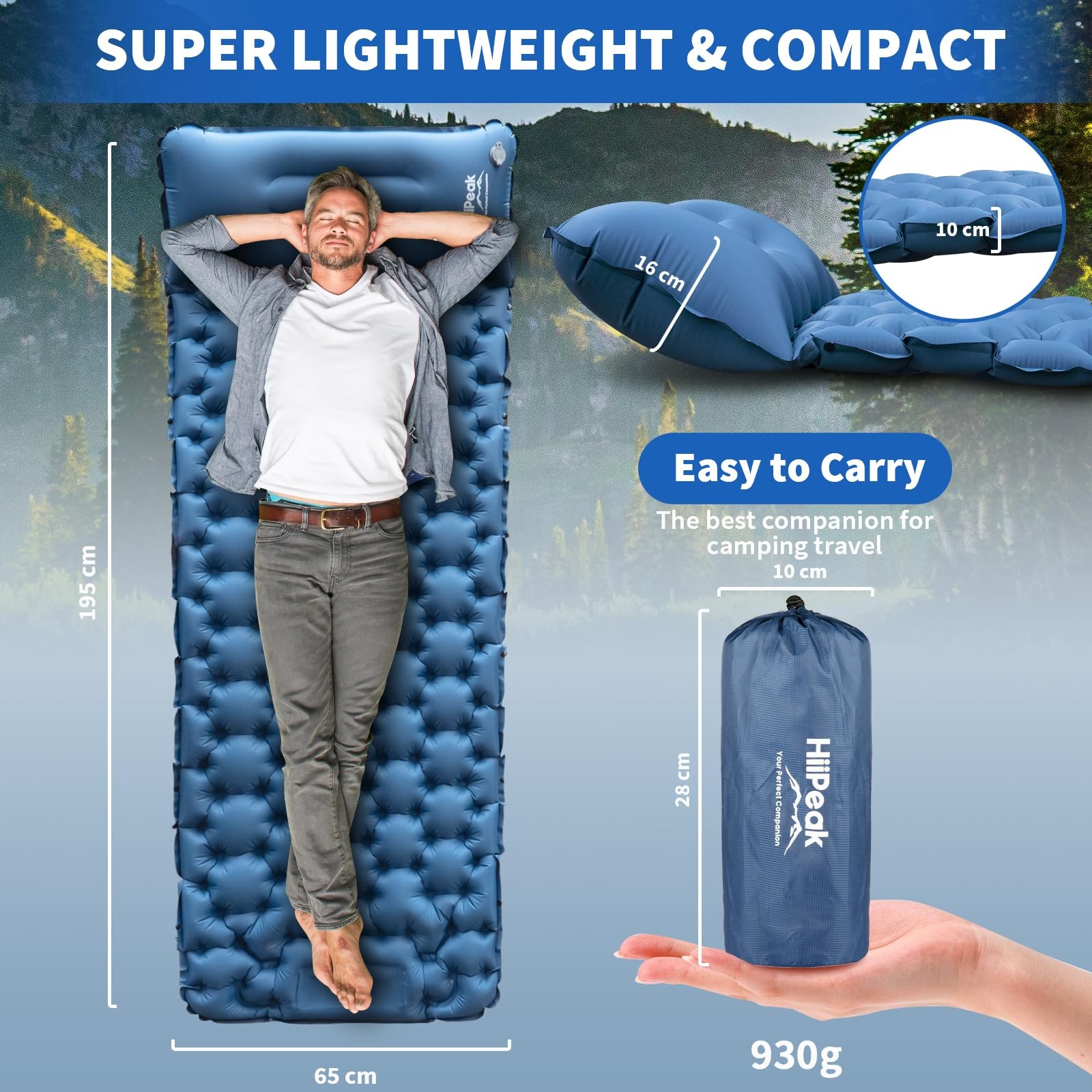 Sleeping Pad for Camping- Ultralight Inflatable Sleeping Mat with Built-in Fo...