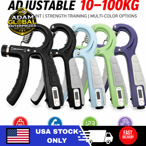 1 PC Adjustable Hand Grip Strengthener 10 to 100KG with Counter Forearm Trainer