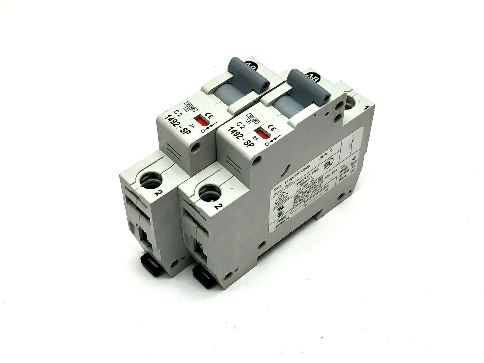 Allen Bradley 1492-SP1C020 Ser C Miniature Circuit Breaker LOT OF 2