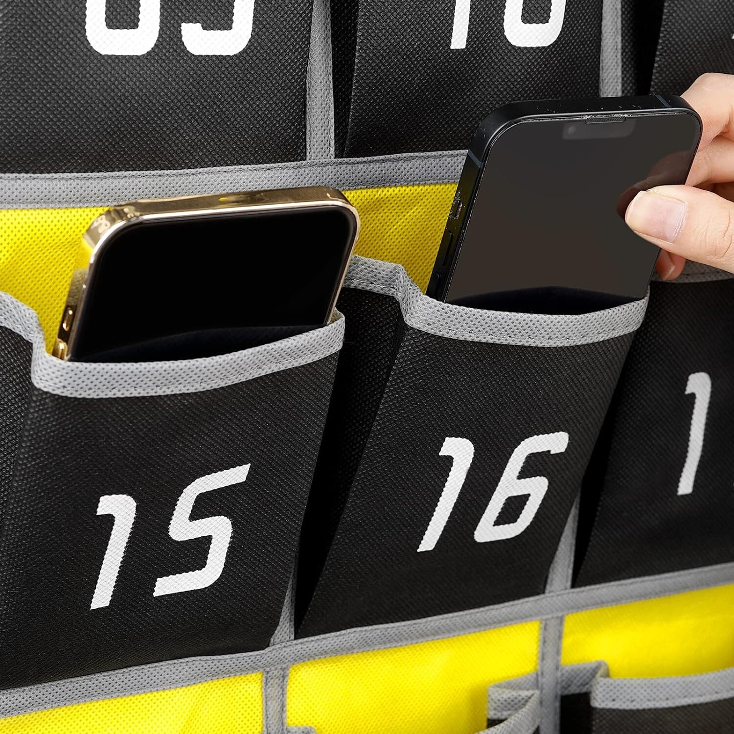 Numbered Classroom Pocket Chart - Cell Phone Holder for Students - 36 Pockets