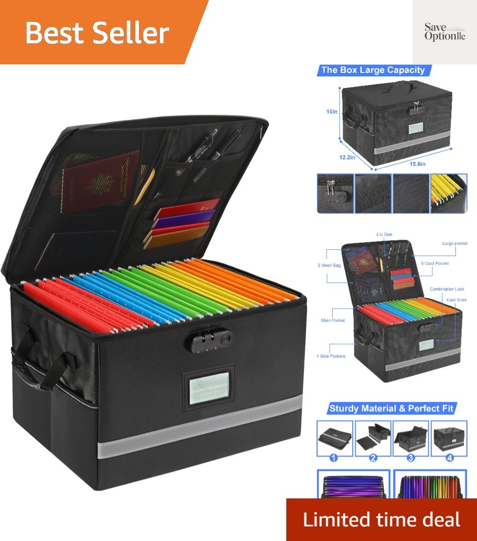 File Organizer, Fireproof File Box with Lids, Important Document Organizer Bo...